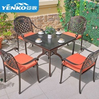 Moderner Europäischer Garten-Esstisch aus Aluminiumguss für Terrasse, Villa, Innenhof, Freizeit, Outdoor, Langlebig, für 6 Personen