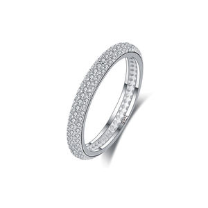 Минималистское блестящее микро-инкрустированное циркониевое 925 стерлингового серебра обручальное кольцо для женщин Свадебные украшения - Product Image 1
