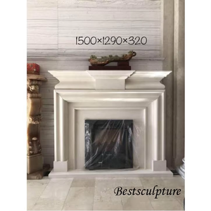 Cheminée en pierre <span class=keywords><strong>Mentel</strong></span> Cheminée classique en marbre blanc avec sculpture de fantaisie - Product Image 1