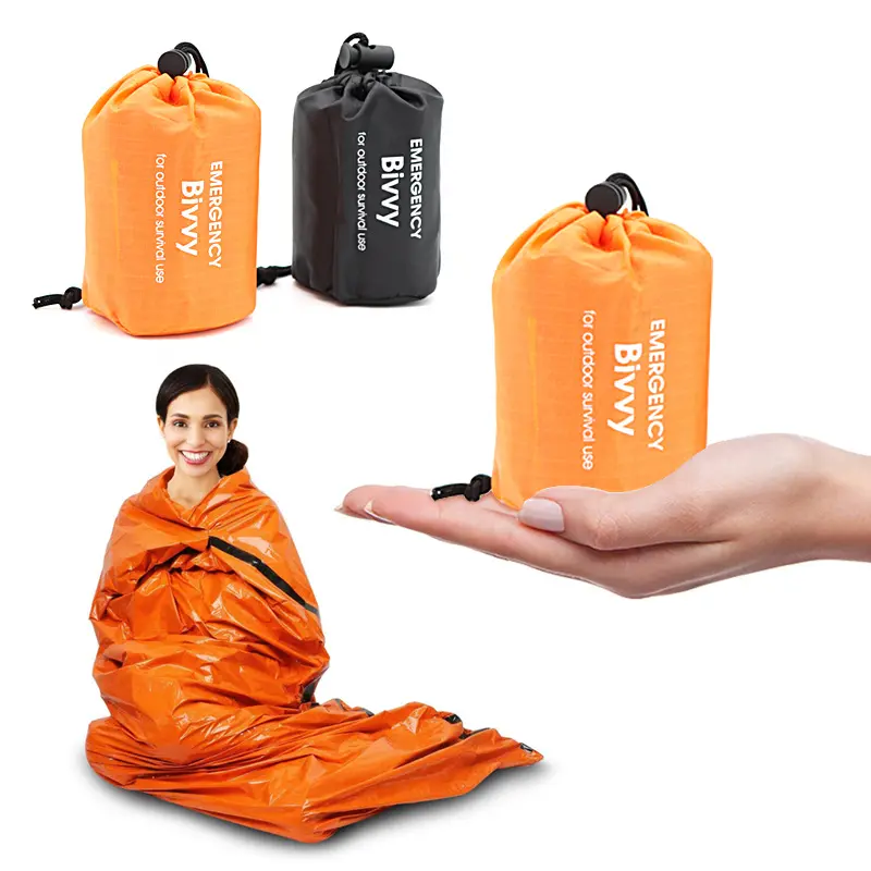 JETSHARK Outdoor Portable Moisture-proof Orange Survival Camping Blanket Thermal Emergency Sleeping Bag