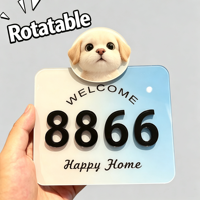 Plaque de numéro de maison personnalisée en acrylique pour animaux de compagnie (chien, chat) – Chiffres 3D minimalistes sans perçage |   Plaque d'adresse personnalisée pour porte d'entrée