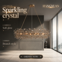 Lámpara de Araña de Cristal Dorada Personalizada para Vestíbulos de Hoteles, Moderna, de Gran Tamaño, Lujosa, Ovalada, con Luces LED Colgantes de Techo