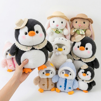 Peluche Kawaii Pingouin Lapin, Jouet en Peluche Doux, Poupée Animale Rembourrée, Peluche Personnalisée OEM, Lapin de Dessin Animé, Vente en Gros, Cadeau Apaisant pour Bébé