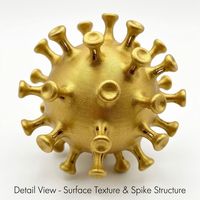 Modelo de Virus Impreso en 3D, Modelo de Coronavirus Dorado, Modelo Educativo de Resina para Exhibición Científica