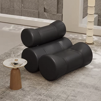 Fauteuils Noirs Modernes Fauteuil de Canapé Simple de Luxe Hôtel Villa Fauteuil de Salon pour la Maison Fauteuil d'Appoint en Cuir