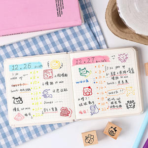 12-صندوق حديدي للقطط على مهل ، ختم كتيب للأطفال لطيف سهل الاستخدام للاستخدام المكتبي ، ختم خشبي - Product Image 3