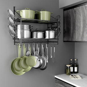 Estante de Cocina de Hierro Fundido Tallado Multifuncional de Tres Niveles Estilo Americano para Ollas, Cucharas, Espátulas y Tapas de Olla - Product Image 3