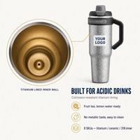 Gobelet isotherme en titane de 1200 ml avec poignée, paille et filtre à thé – Garde au chaud et au froid – Bouteille d'eau pour voiture et bureau