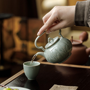 Guanlan Ceramic Teapot Banana Moonlight Porcelain Round With Lid Kung Fu <b>Tea</b> <b>Set</b> Afternoon <b>Tea</b> - Product Image 2