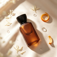 Flacon de parfum carré en verre brun ambré, givré, semi-transparent, vaporisateur de parfum, 50 ml, emballage personnalisé