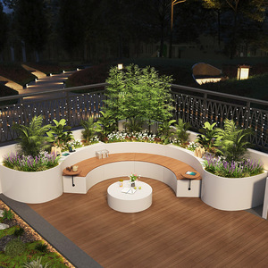 Jardinière moderne et écologique pour plantes en <span class=keywords><strong>pot</strong></span>, pour cour, balcon, <span class=keywords><strong>terrasse</strong></span>, jardin, siège, bac à fleurs irrégulier - Product Image 4