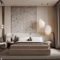 Lit rembourré moderne et écologique à coins arrondis, taille King Queen, avec tête de lit en velours, ensemble de chambre à coucher crème, OEM ODM