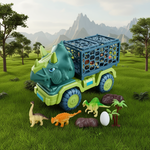 Dinosaur-Shaped <b>Toy</b> Car Kit With Vegetation And Figurines For Kids Ages 3+ | Plastic <b>Vehicle</b> With Playset Accessories | EGTMA JU - Product Image 2