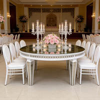 Table à manger de luxe moderne, table ronde pour hôtel, banquet, événement, table à manger en acier inoxydable pour mariage
