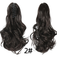 Extensions de queue de cheval synthétiques à grandes boucles, résistantes à la chaleur, avec pince, pour la vente en gros