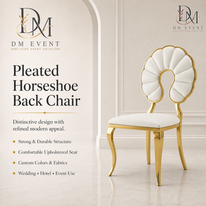Chaise de mariage décorative en acier inoxydable doré avec dossier en spirale et coussin blanc pour événements de mariage et banquets - Sièges pour événements - Product Image 1