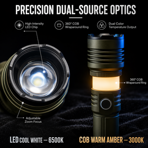 WOSEN Dual Source 20W White Laser Torch Telescoping Zoom IP65 for Outdoor Camping Emergency COB Work LED Flashlight - Product Image 2