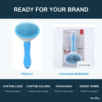 Brosse démêlante autonettoyante à pression unique pour chiens/chats, élimine les poils avec des picots en acier inoxydable courbés et une poignée texturée en TPR