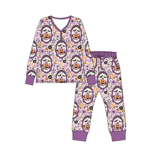 <b>Women's</b> <b>2</b>-<b>Piece</b> Long Sleeve <b>Pajama</b> Sets V-Neck Halloween Printed Sleepwear Autumn Cozy Soft Comfortable Loungewear - Product Image 3