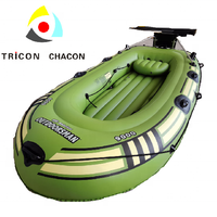 Bateau de Pêche Gonflable pour Rivière et Dérive, Ensemble avec Rames, Capacité 4 Personnes, Charge Maximale 240 kg