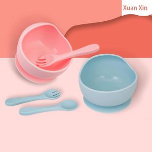 Juego de Tazón y Cuchara de Silicona Reutilizable para Niños, Tazones de Succión de Grado Alimenticio para Comidas Infantiles - Product Image 2