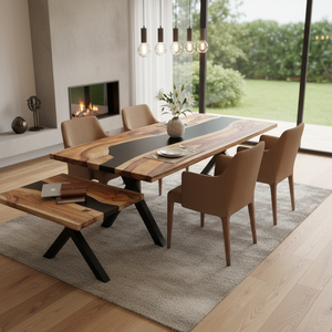 Luxury Handcrafted Acacia Wood Resin Rectangle Dining Table Home Office Hotel Living Room Use Waterproof Retirement Diwali Gift - Product Image 3