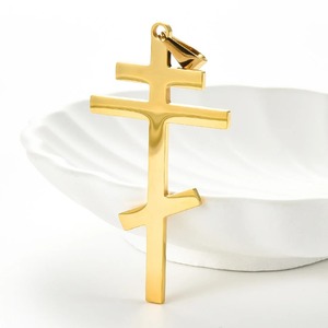 Colar Masculino de Aço Inoxidável com Pingente Cruz Ortodoxa - Crucifixo Religioso Moderno da Rússia e Ucrânia, Amuleto de Igreja, Não Oxida, Presente - Product Image 1