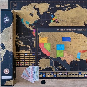 Deux cartes à <span class=keywords><strong>gratter</strong></span> : <span class=keywords><strong>Carte</strong></span> <span class=keywords><strong>du</strong></span> <span class=keywords><strong>monde</strong></span> 17x24 pouces + <span class=keywords><strong>Carte</strong></span> des États-Unis - Affiches de voyage de luxe - Pays colorés, États américains et drapeaux - Product Image 6
