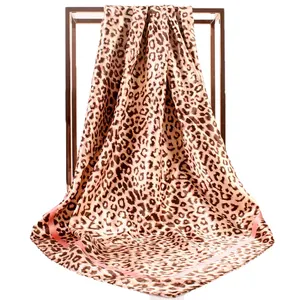 Qianlv Factory European/American Fashion Women Autumn/Winter New 90 satin e Leopard Dot Large Square Scarf Fashion Wholesale