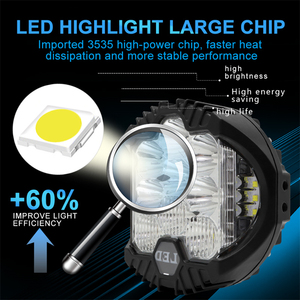 Faro LED de 9 Pulgadas para <span class=keywords><strong>Jeep</strong></span> Wrangler, Faro LED de 7 Pulgadas, Faro LED de 5 Pulgadas, Luz de Conducción LED de 9 Pulgadas, Luz Antiniebla LED Blanca y Amarilla - Product Image 5