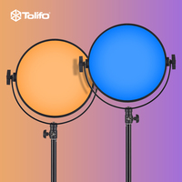 TOLIFO R-S60RGB Panneau LED rond RGB pour studio, contrôle APP DMX, pleine couleur, 80W, alimenté par batterie, éclairage vidéo photographique (12 pouces)