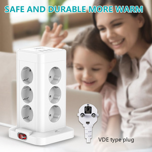 Winningstar European Standard Vertical <b>Socket</b> Converter <b>with</b> <b>USB</b> Desktop Multi-functional Tower <b>Socket</b> - Product Image 2