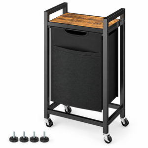 Cesto organizador de ropa sucia al por mayor de fábrica con un bolsa extraíble y estante superior, organizador de doble cesta para lavandería - Product Image 1