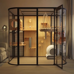 Mehrschichtiges Luxus-Katzenhaus aus Massivholz, Umweltfreundlicher Atmungsaktiver Haustier-Transportbehälter, Verbesserte Moderne Katzenvilla für Hunde mit Glas - Product Image 2