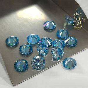 Moissanite Blu <span class=keywords><strong>Mare</strong></span> Certificata GRA, Pietra Preziosa Simulata Taglio Rotondo, Supera il Test del Diamante, 14mm 18mm - Product Image 3