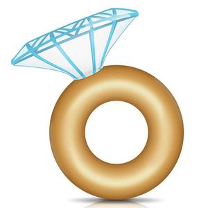 Inflatable Diamond Swimming Ring 110cm Gold With Blue Gem Design For Adults Resort Pool Float - Product Image 5