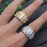 Luxus 18 Karat vergoldet Full Pave Zirkonia offene breite Ringe für Frauen Engagement Modeschmuck Accessoires