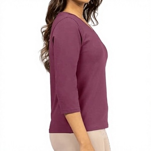 Women's V-neck <b>Long</b> Sleeve Shirts Solid Color Casual <b>Top</b> Regular Fit Custom Logo OEM ODM Women's <b>Long</b> Sleeve Shirt - Product Image 2