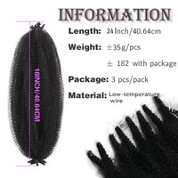 Expédition rapide, prix d'usine, tresses Marley de 24 pouces, cheveux africains pour femmes, extensions de cheveux en vrac, afro bouclé crépu, trame unique