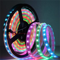 Bande LED RVBIC adressable USB 5V IP20 WS2812B, 5M de long, 30-144 LED/m, flexible, contrôle numérique intelligent, dimmable pour entrepôt
