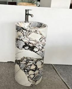 Lavabo sur pied <span class=keywords><strong>en</strong></span> marbre poli Ocean Storm de luxe avec robinet pour salle de bain - Product Image 1