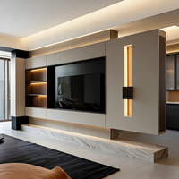 Sistema de Pared para TV Minimalista Moderno, Mueble para TV con Almacenamiento Completo, Solución de Muebles Personalizados para Sala de Estar