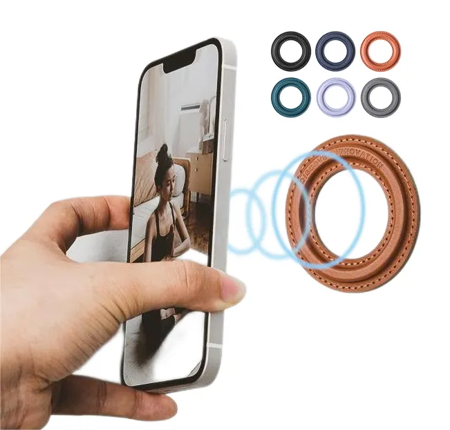 Nillkin पु चमड़े magsafe चुंबकीय स्टीकर के लिए iphone के लिए 14 iPhone 13 12 magsafe अंगूठी स्टीकर दीवार माउंट फोन धारक