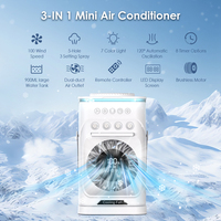 Ventilateur portable rechargeable à pulvérisation, brume fraîche, double flux d'air, lumière LED, ventilateur sur pied pour extérieur