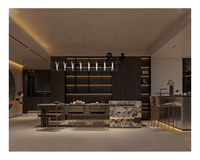 Meuble de cuisine îlot en MDF avec évier, design personnalisé, verre intelligent, conception gratuite