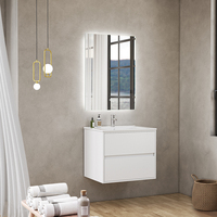 Meuble-lavabo mural double vasque en MDF style italien personnalisé, rainuré, écologique, résistant à l'eau, garantie 3 ans