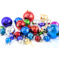 Lot de 6 ou 12 boules de Noël modernes rondes brillantes mates à paillettes, imprimées sérigraphiées, en plastique, pour décoration d'arbre, vente en gros à prix réduit