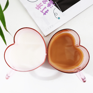 Sevimli pembe kalp şeklinde cam bardak yılbaşı hediyeleri içecek fincan yaratıcı kahve kupa özel logo benzersiz bardak - Product Image 4