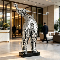 Spiegelscheiben-Edelstahl-Golfschwung-Skulptur für Golfplatz-Landschaftsgestaltung, Edelstahl-Skulpturen