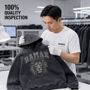 <span class=keywords><strong>Felpa</strong></span> <span class=keywords><strong>con</strong></span> Cappuccio Oversize da Uomo RAMAX, 500GSM in Cotone Felpato, Lavaggio Acido, Stile Streetwear <span class=keywords><strong>con</strong></span> Stampa <span class=keywords><strong>Leone</strong></span> e Tasca a Marsupio - Product Image 6